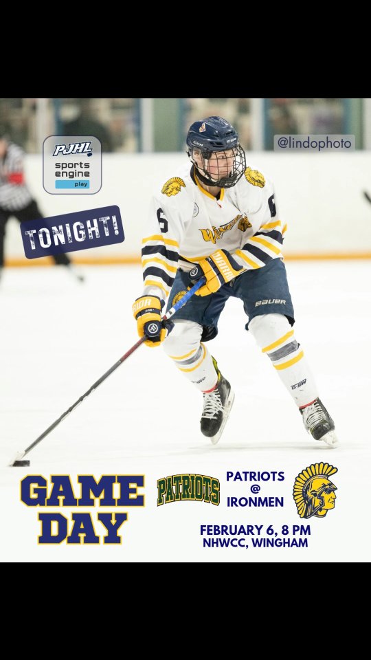 🏒 Ironmen fans: home game tonight vs the Mount Forest Patriots, puck drop 8 pm!! LET'S GO!! 🔵🟡

📸 @lindophoto

#ironmen #tinmen #pjhl